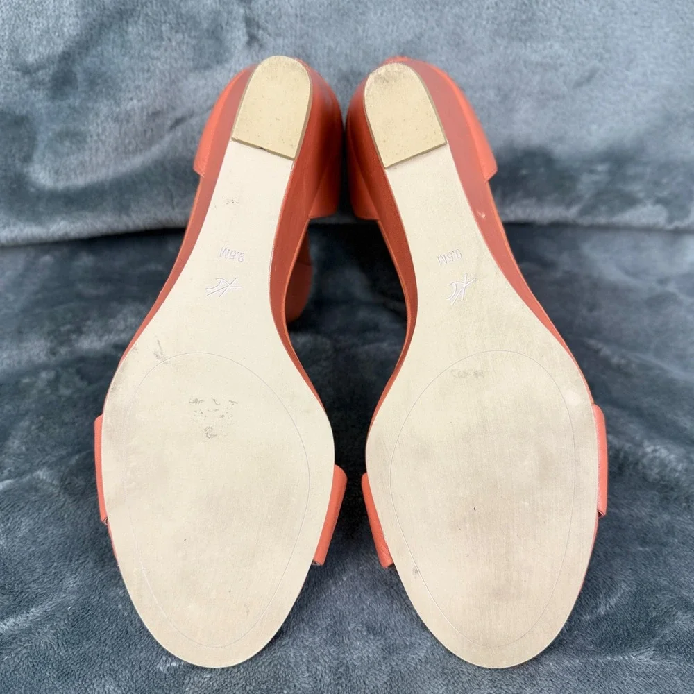 Kenneth Cole Reaction Orange‎ Leather Ankle Strap Wedge Heel Sandals 9.5M